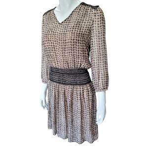 ANTHROPOLOGIE Vanessa Virginia Peasant Dress Size Small Smocked Embroidered